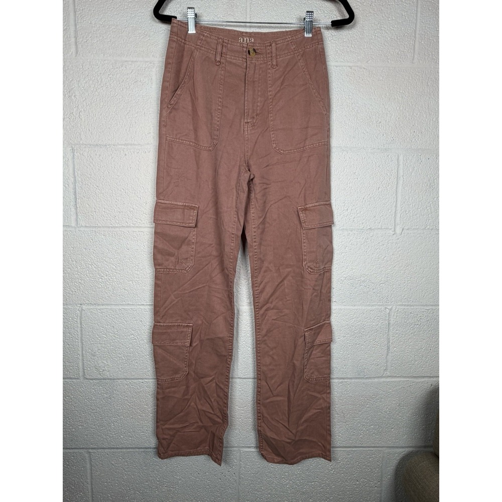 a.n.a Women's 2 Highest Rise Vintage Straight Cargo Pants Dusty Rose Y2K